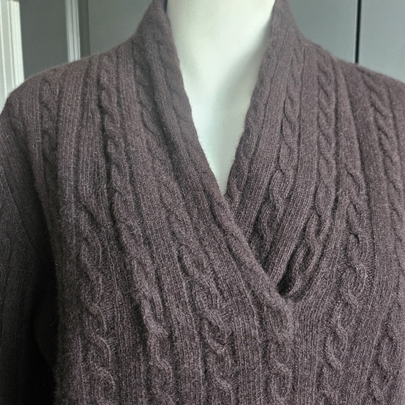 Lauren Ralph Lauren Brown Wool/Angora Cable Knit Sweater XL (Fits Like A LG) - Picture 4 of 8